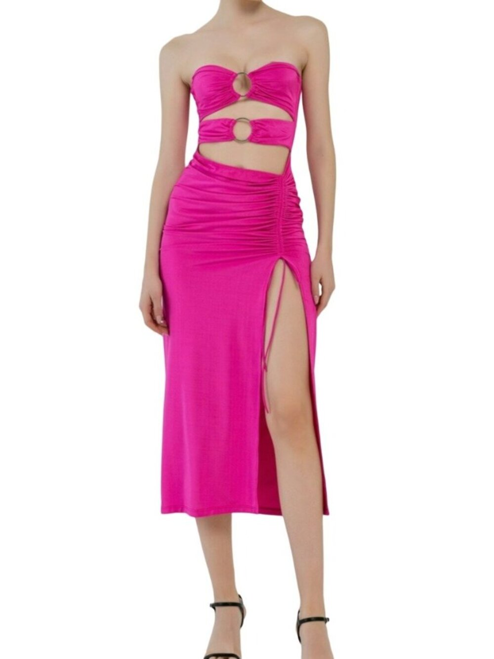 Kikiriki O-Ring Strapless Cutout Dress Fuschia Size Medium NWT